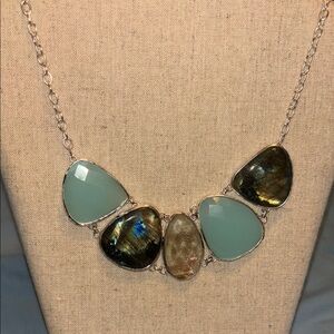 Stella & Dot Blue and Silver Necklace with Elegant Cluster Design